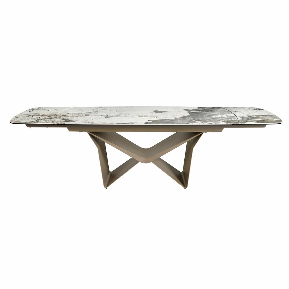 Dining Tables - Oval barrel-shaped extendable dining table in porcelain marble and cha - ANGEL CERDÁ