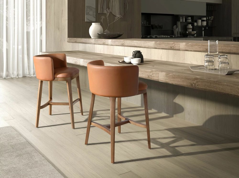 Stools - Brown leatherette stool - ANGEL CERDÁ