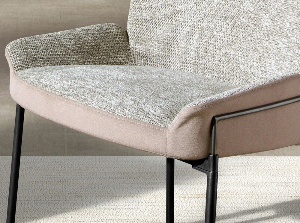 Chairs - Grey fabric and brown velvet chair - ANGEL CERDÁ