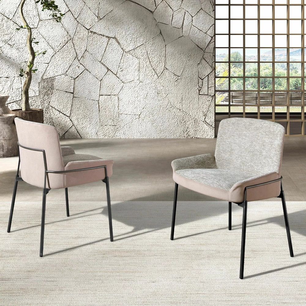 Chairs - Grey fabric and brown velvet chair - ANGEL CERDÁ
