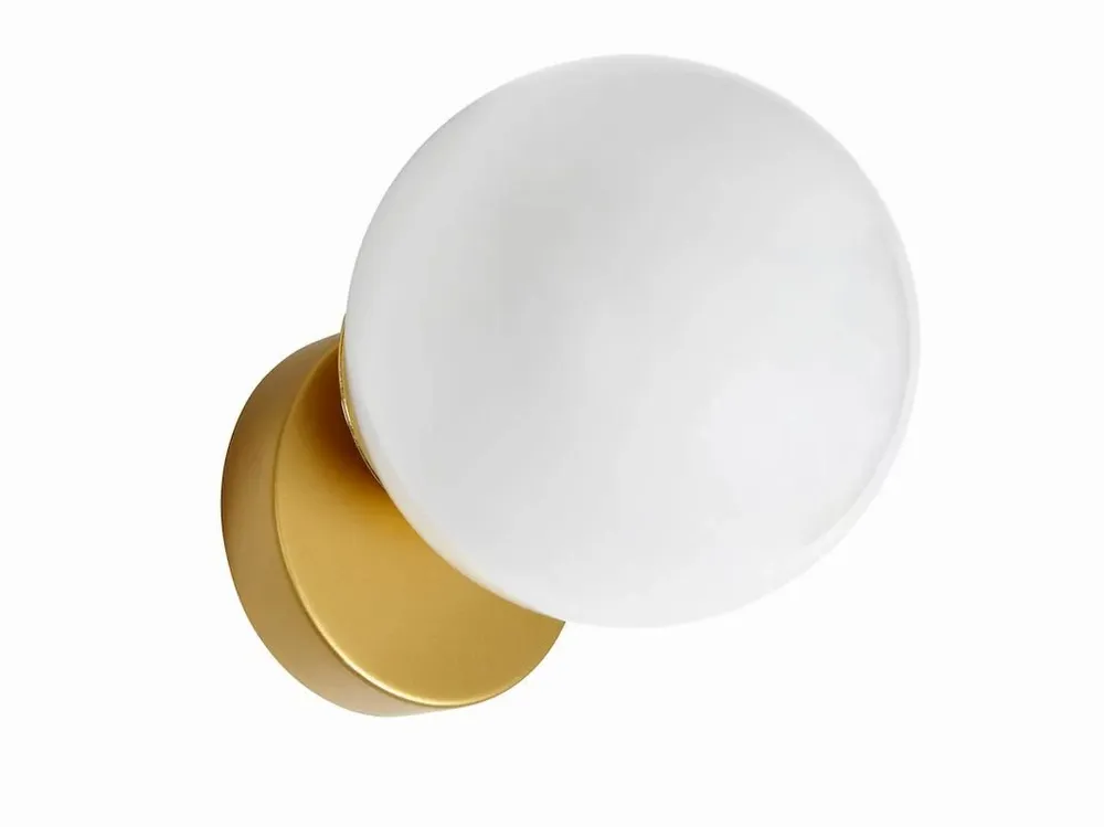 Wall lamps - LYMINGTON wall lamp with opalised globe and black/gold structure - LUXCAMBRA