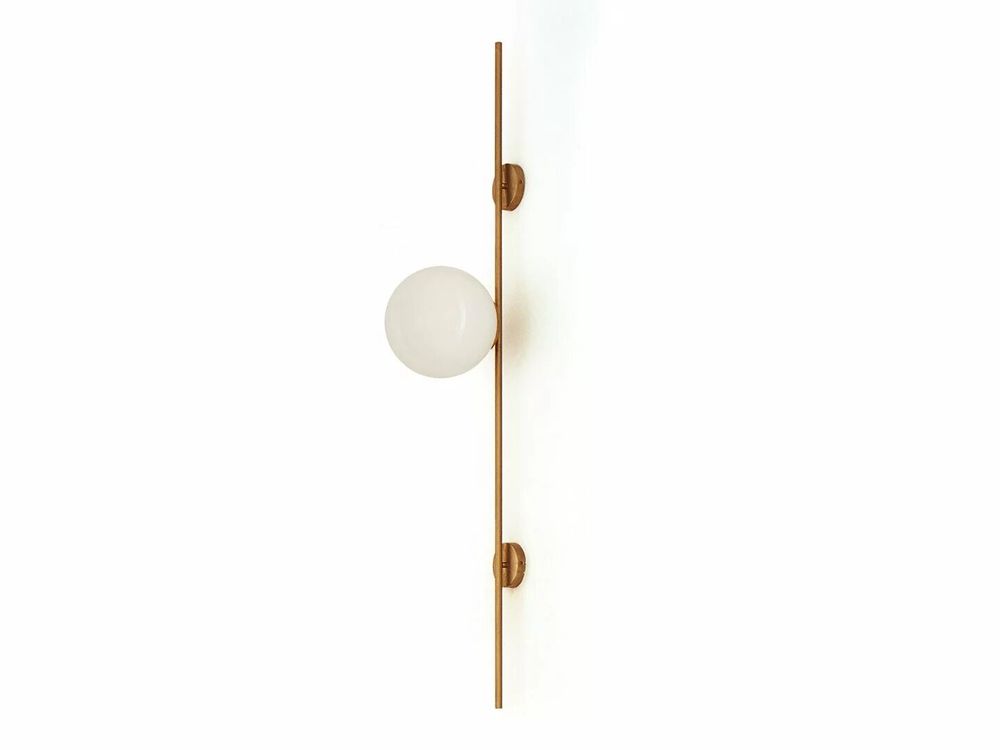 Wall lamps - LYMINGTON wall lamp with opalised globe and black/gold structure - LUXCAMBRA