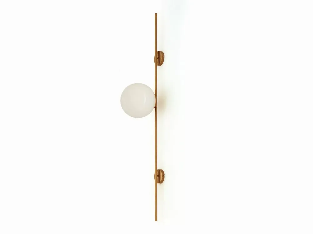 Wall lamps - LYMINGTON wall lamp with opalised globe and black/gold structure - LUXCAMBRA