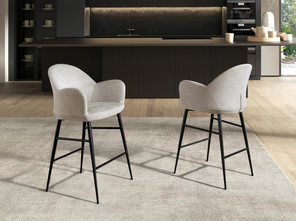 Tabourets - Tabouret en tissu gris clair - ANGEL CERDÁ