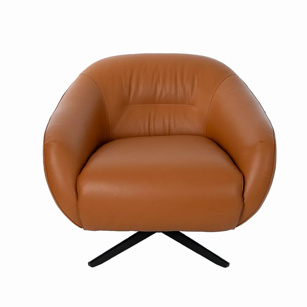 Armchairs - Brown leather swivel armchair - ANGEL CERDÁ
