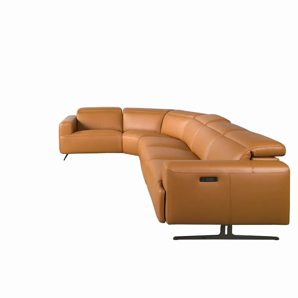 Sofas - Brown leather left corner relaxation sofa - ANGEL CERDÁ