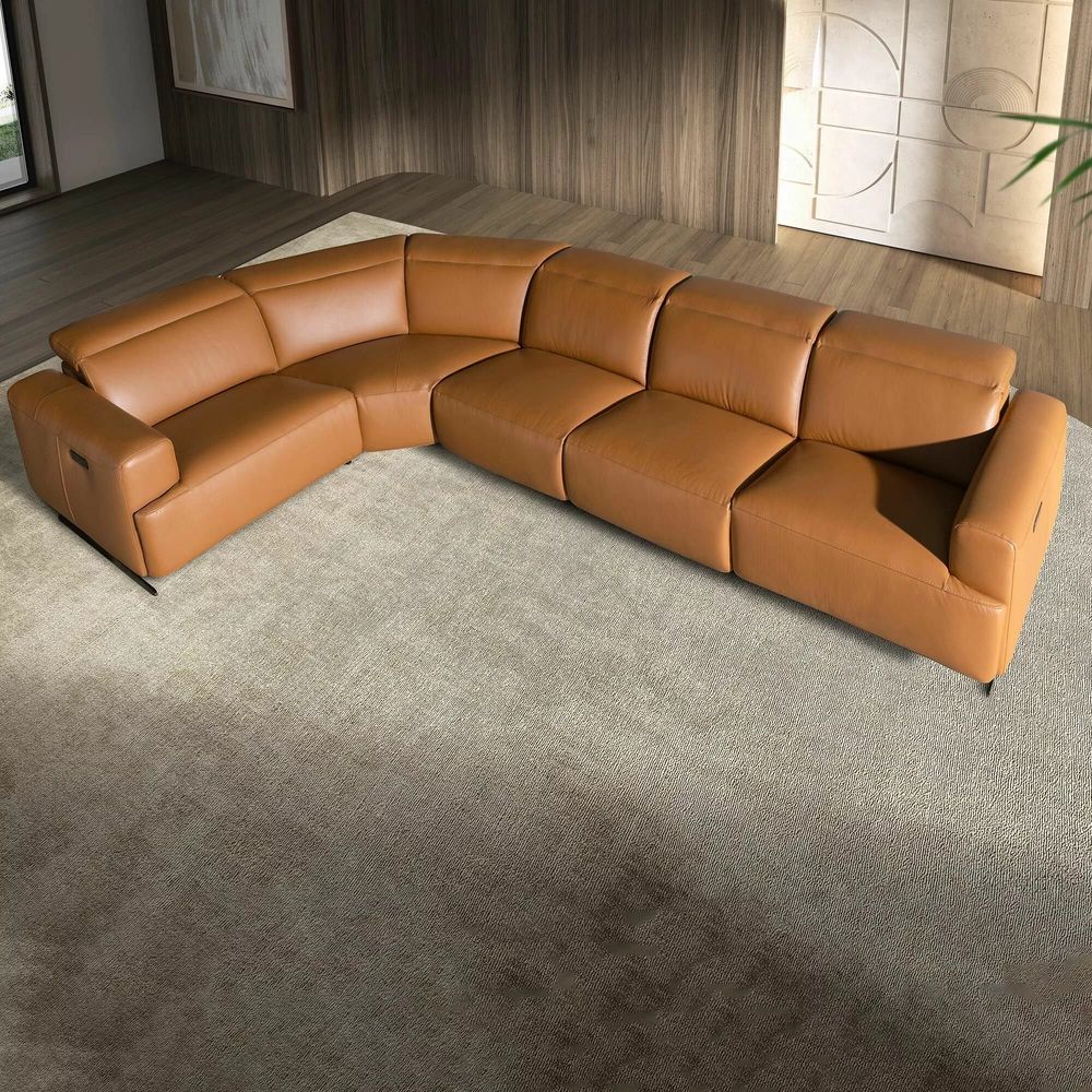 Canapés - Canapé d'angle relax en cuir marron avec angle gauche - ANGEL CERDÁ