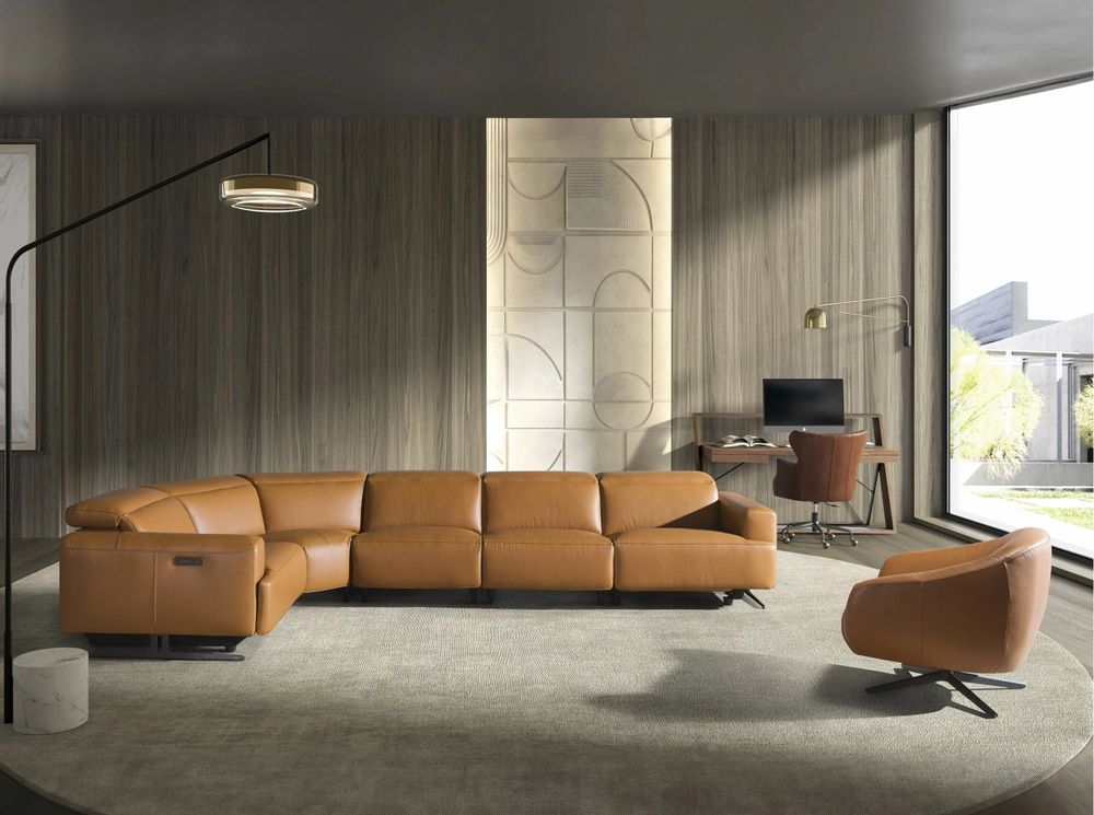 Canapés - Canapé d'angle relax en cuir marron avec angle gauche - ANGEL CERDÁ