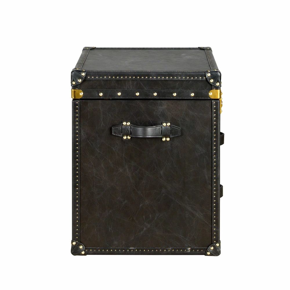 Storage boxes - Black leather trunk - ANGEL CERDÁ