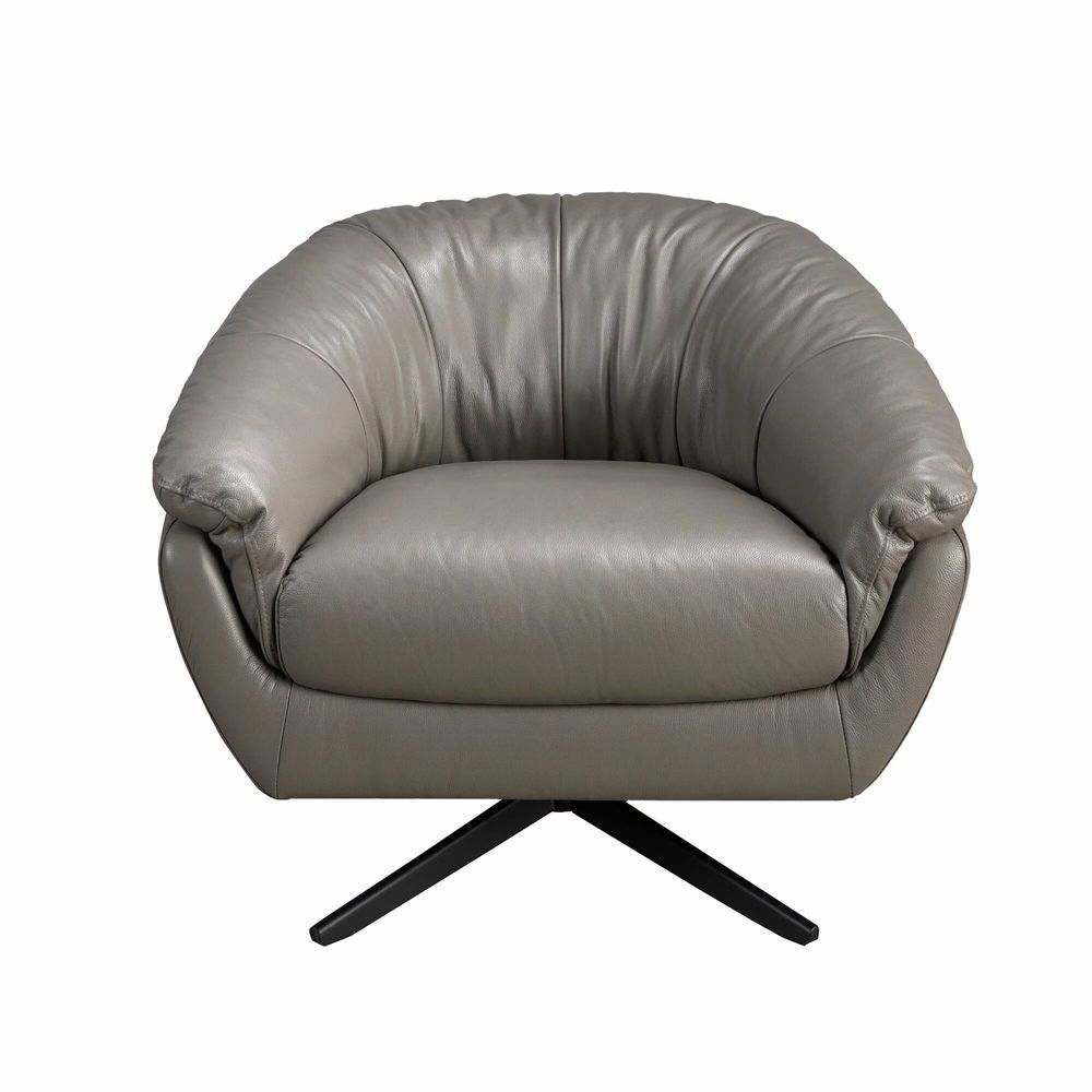 Fauteuils - Fauteuil pivotant en cuir gris - ANGEL CERDÁ