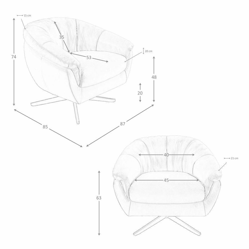 Fauteuils - Fauteuil pivotant en cuir gris - ANGEL CERDÁ