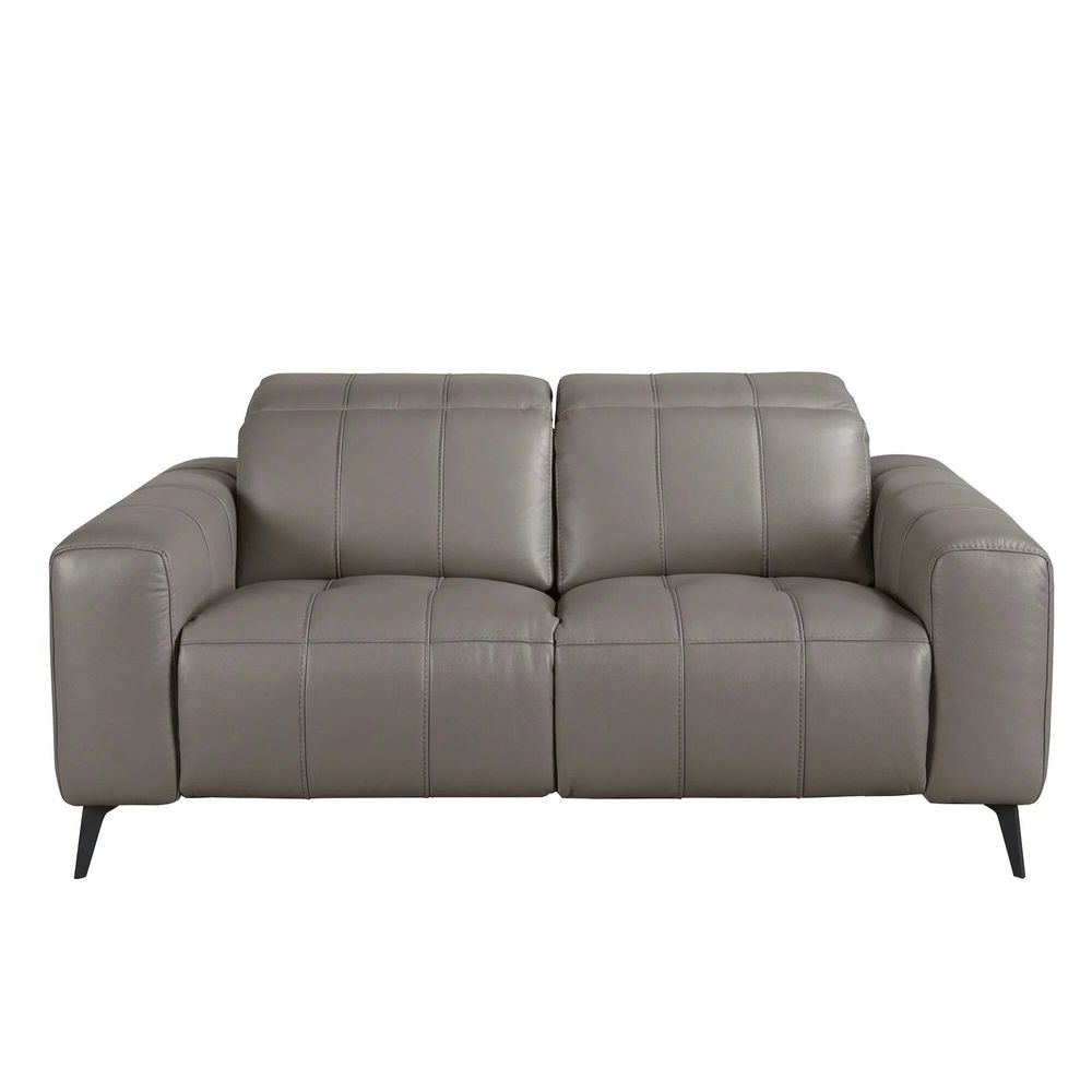 Sofas - 2-seater relaxation sofa in grey leather - ANGEL CERDÁ
