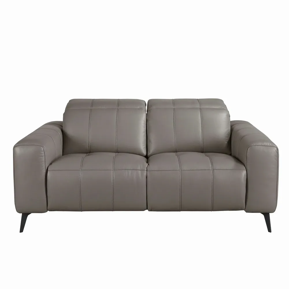 Sofas - 2-seater relaxation sofa in grey leather - ANGEL CERDÁ