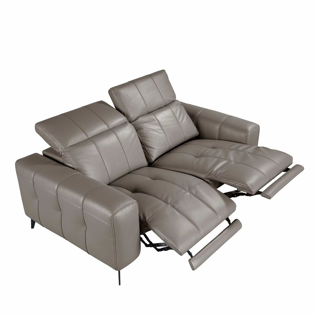 Sofas - 2-seater relaxation sofa in grey leather - ANGEL CERDÁ