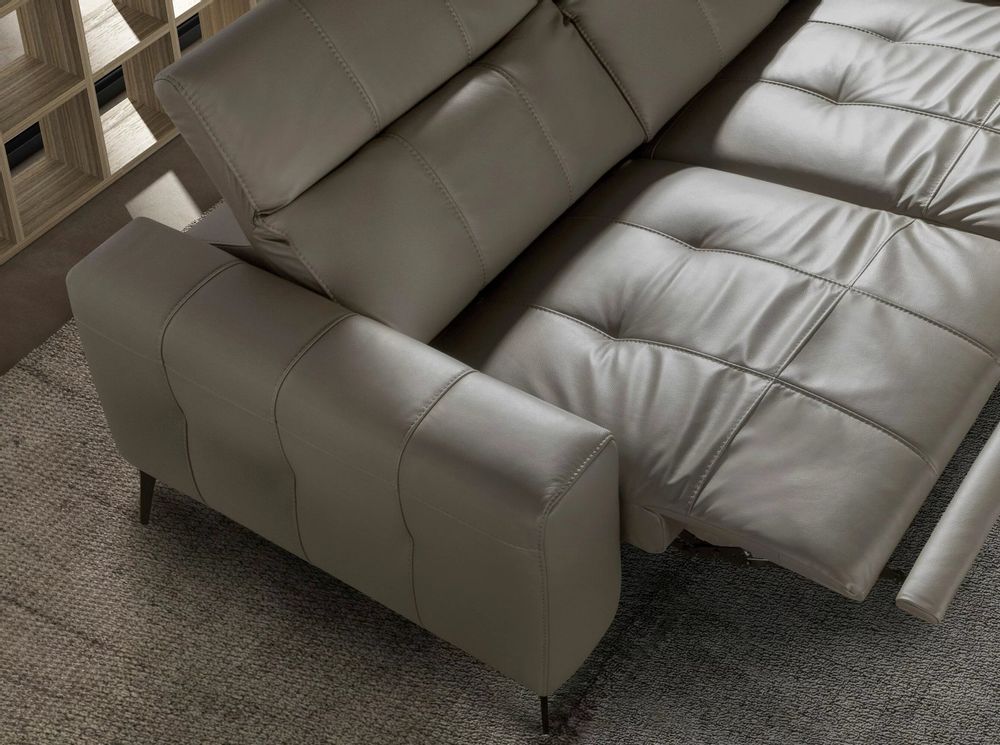 Sofas - 2-seater relaxation sofa in grey leather - ANGEL CERDÁ