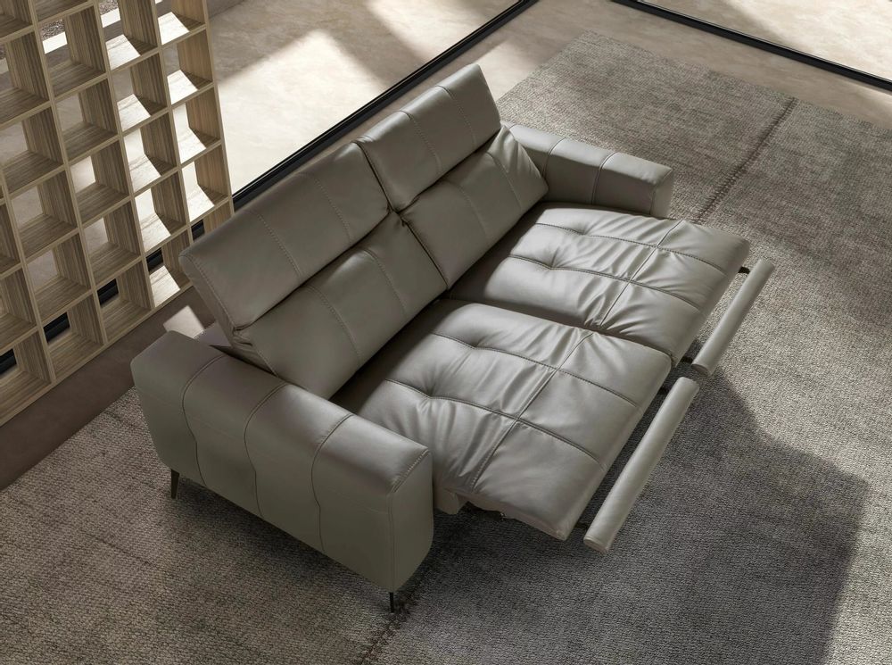 Sofas - 2-seater relaxation sofa in grey leather - ANGEL CERDÁ