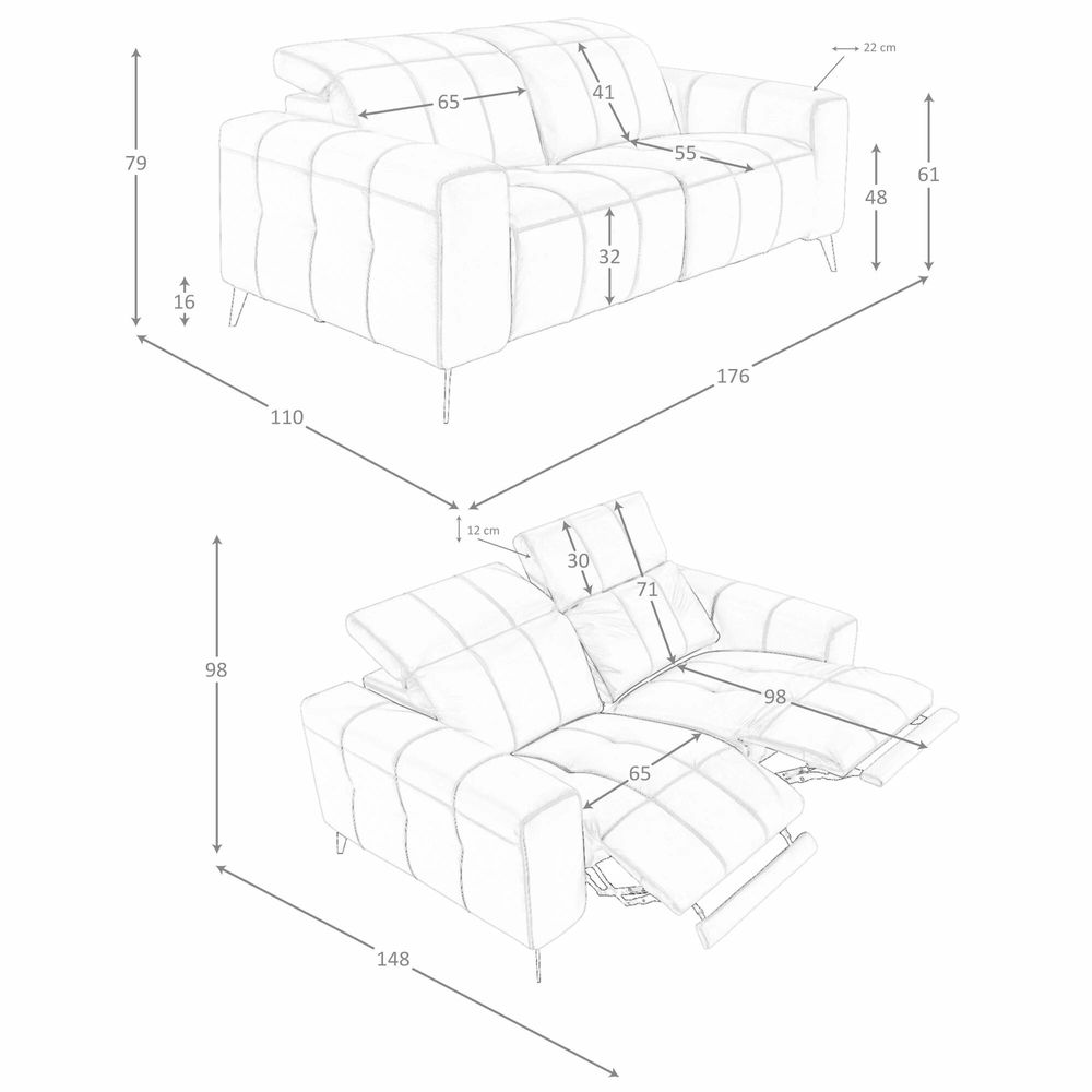 Sofas - 2-seater relaxation sofa in grey leather - ANGEL CERDÁ