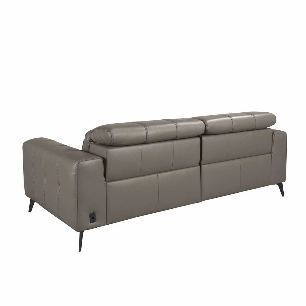 Sofas - 3-seat relaxation sofa in grey leather - ANGEL CERDÁ