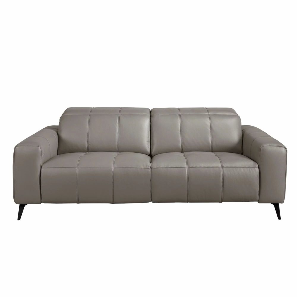 Sofas - 3-seat relaxation sofa in grey leather - ANGEL CERDÁ