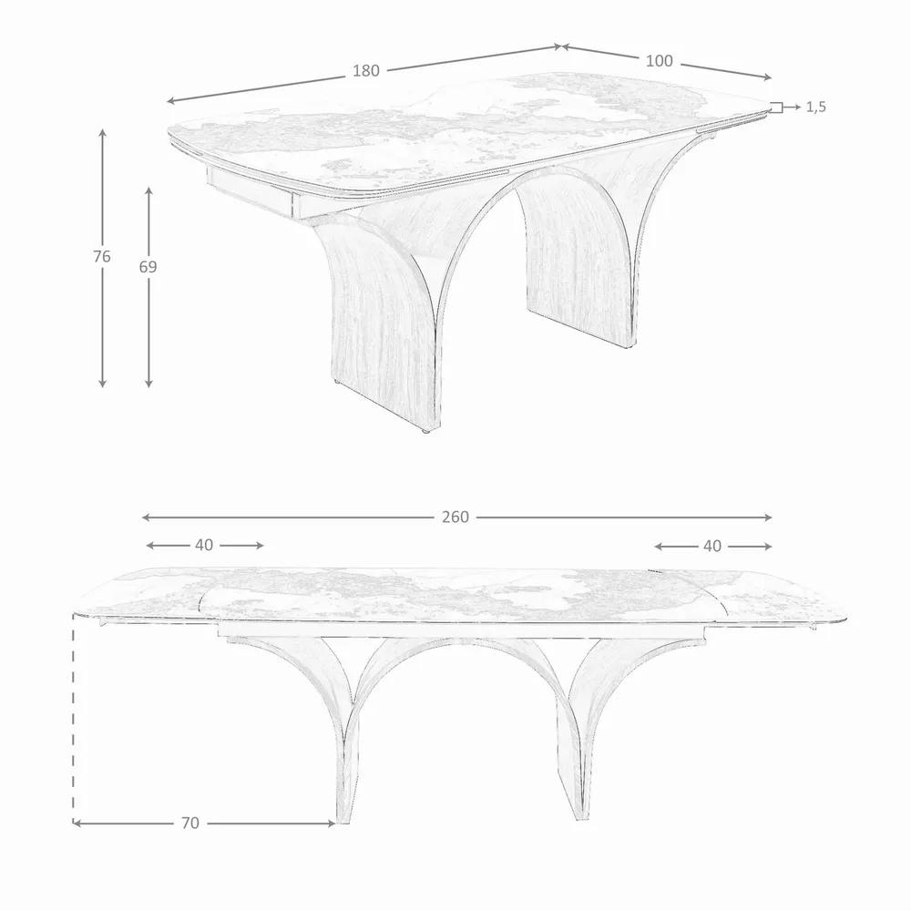 Dining Tables - Table de salle à manger rectangulaire à rallonge en marbre porcelaine - ANGEL CERDÁ
