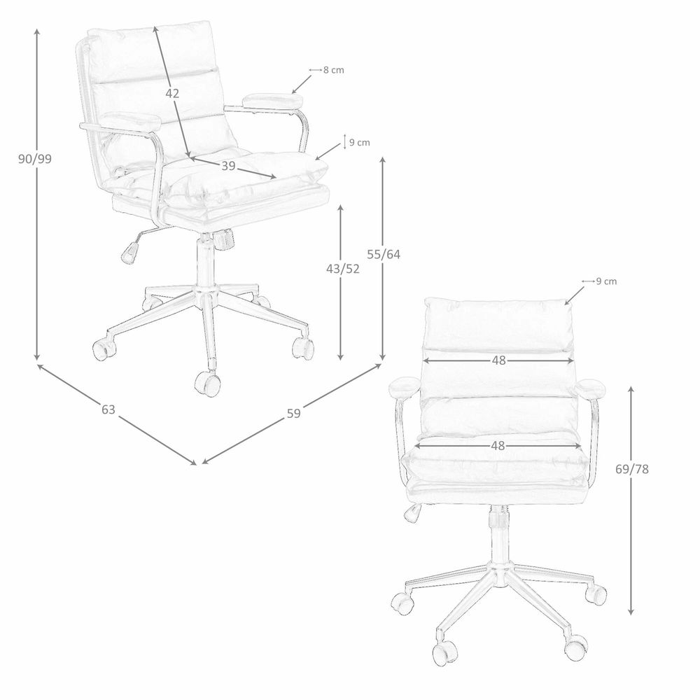 Chaises - Chaise de bureau pivotante en tissu gris - ANGEL CERDÁ