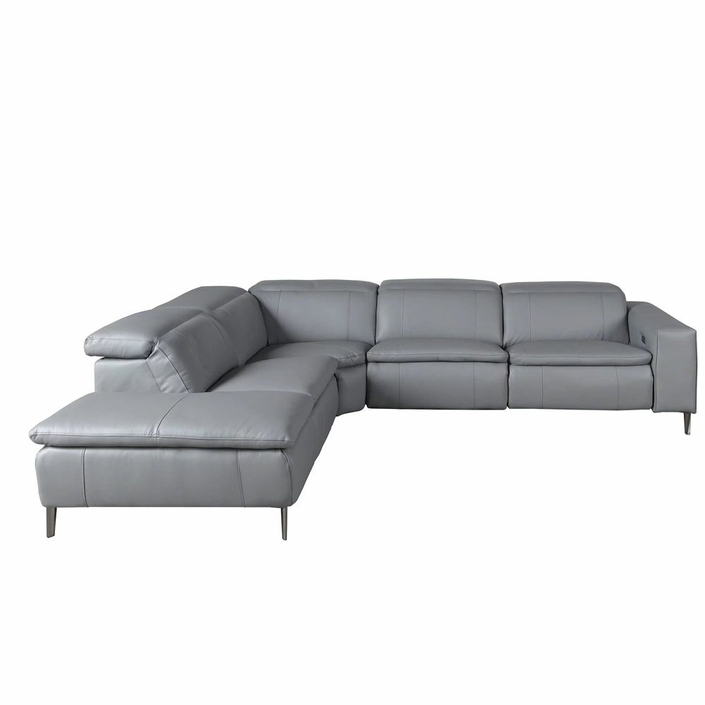 Sofas - Relax chaise longue left sofa in grey leather - ANGEL CERDÁ