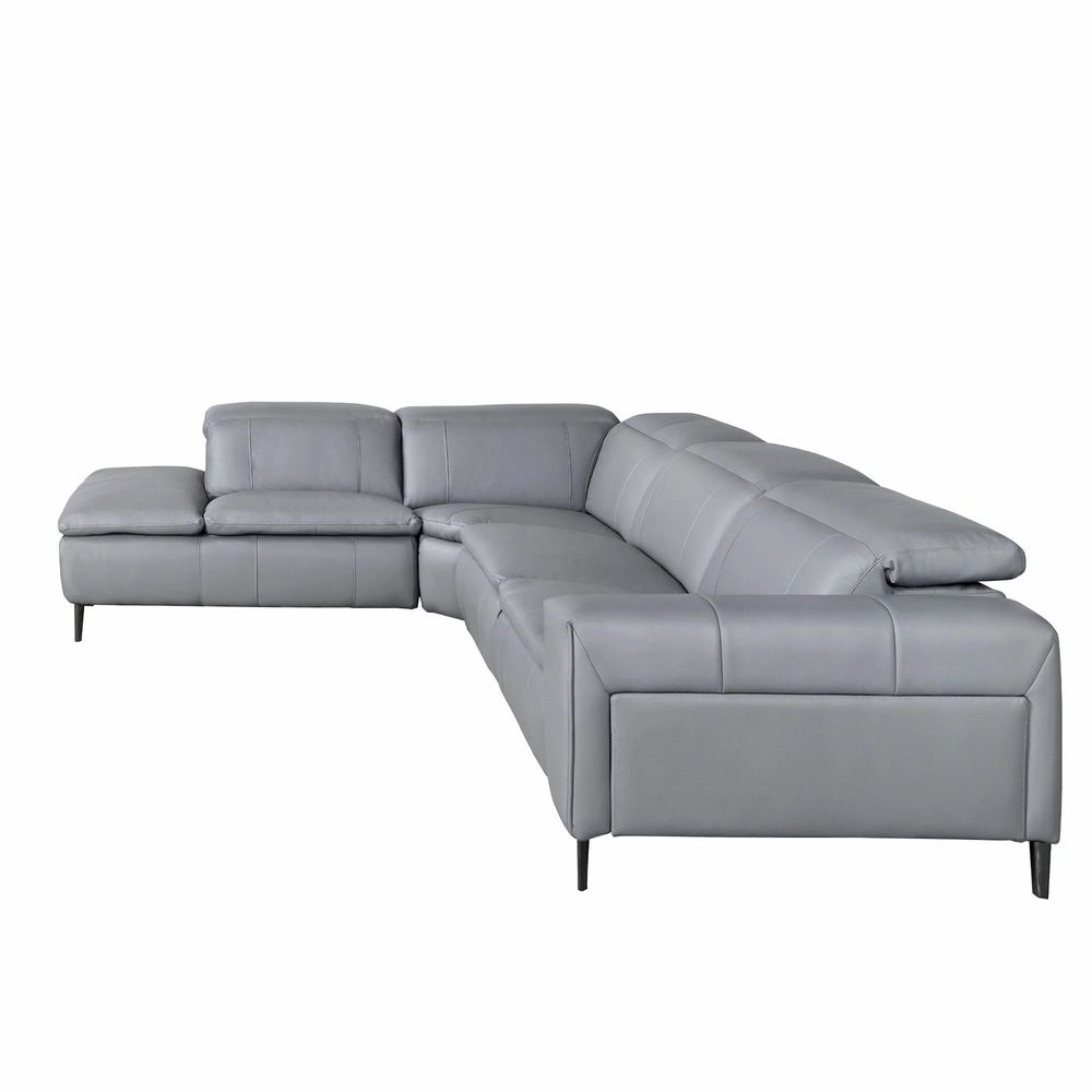 Sofas - Relax chaise longue left sofa in grey leather - ANGEL CERDÁ