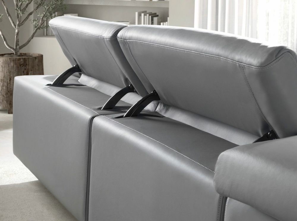 Sofas - Relax chaise longue left sofa in grey leather - ANGEL CERDÁ