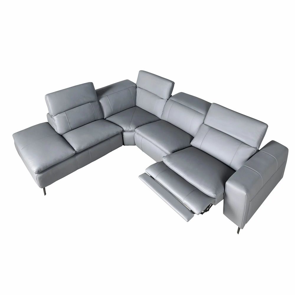 Sofas - Relax chaise longue left sofa in grey leather - ANGEL CERDÁ