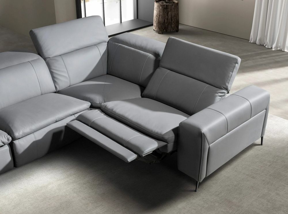 Sofas - Relax chaise longue left sofa in grey leather - ANGEL CERDÁ
