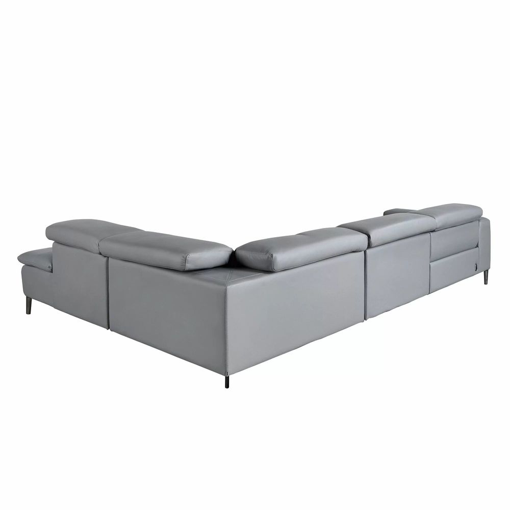 Sofas - Right chaise longue relaxation sofa in grey leather - ANGEL CERDÁ