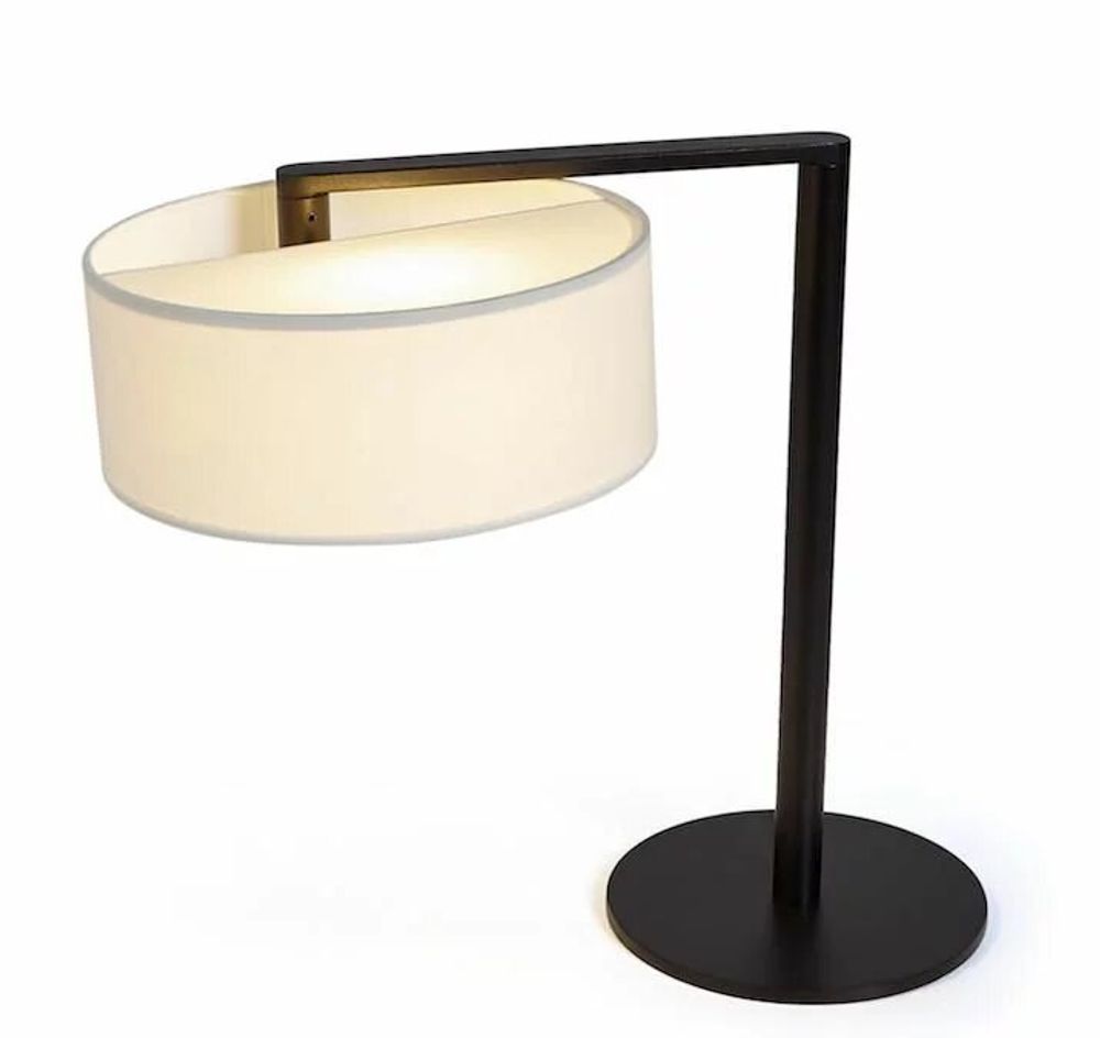 Lampes de table - MATRIX lampe à poser en noir avec abat-jour en cotonet blanc - LUXCAMBRA