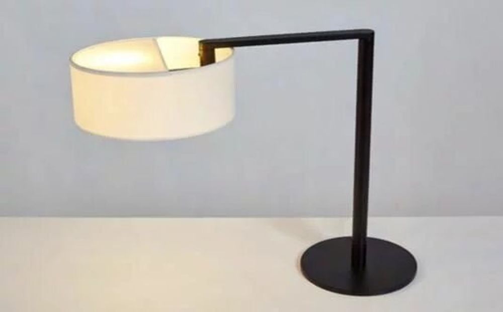 Lampes de table - MATRIX lampe à poser en noir avec abat-jour en cotonet blanc - LUXCAMBRA