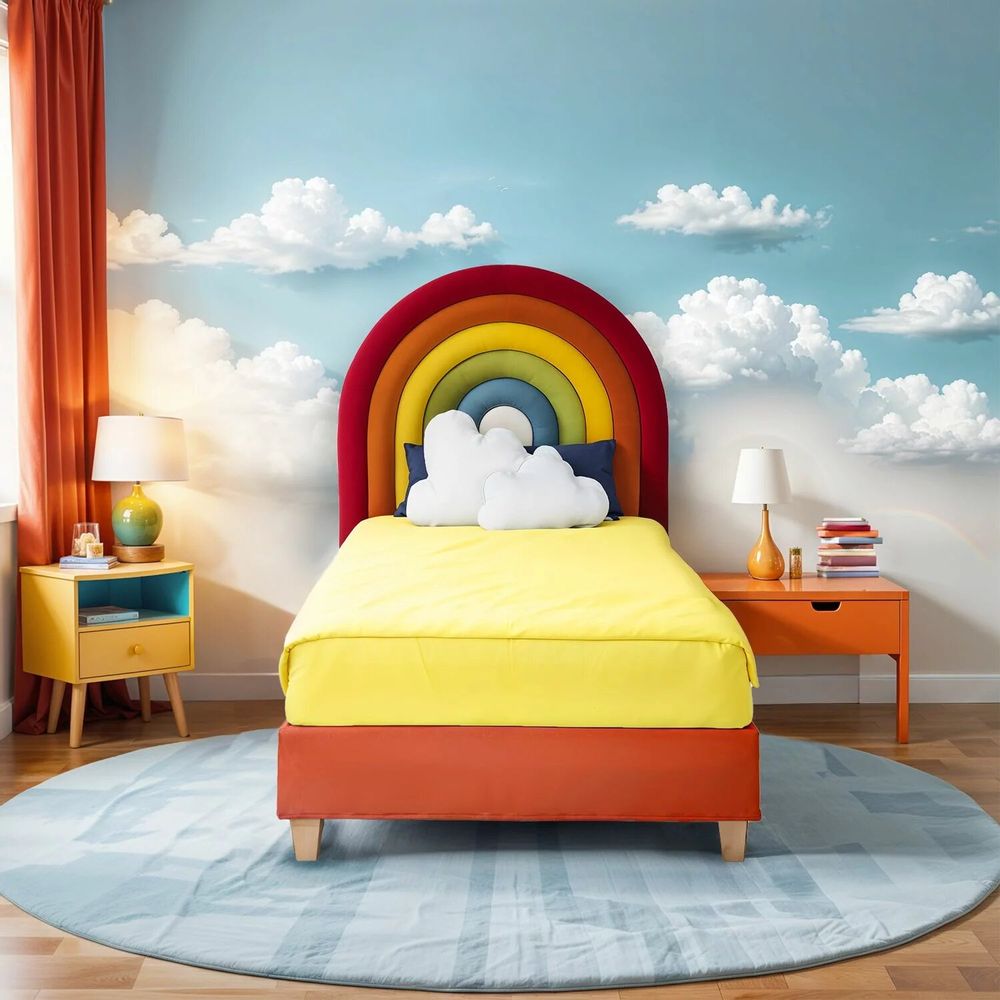 Chambres d'enfants - Rainbow Upholstered Bed - BLUE BEAR