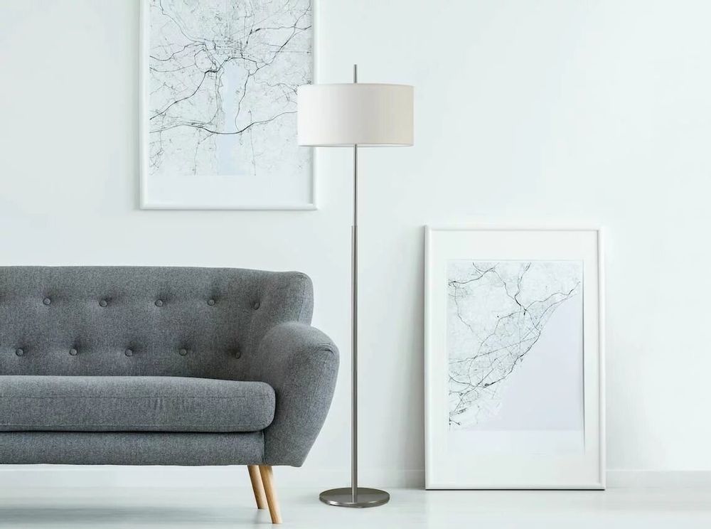 Floor lamps - NAUTIC floor lamp with white cotton or black cotton lampshade - LUXCAMBRA