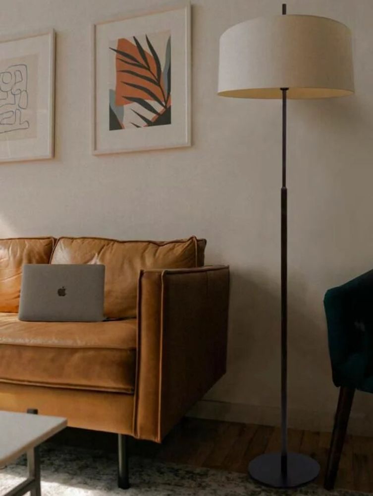 Floor lamps - NAUTIC floor lamp with white cotton or black cotton lampshade - LUXCAMBRA