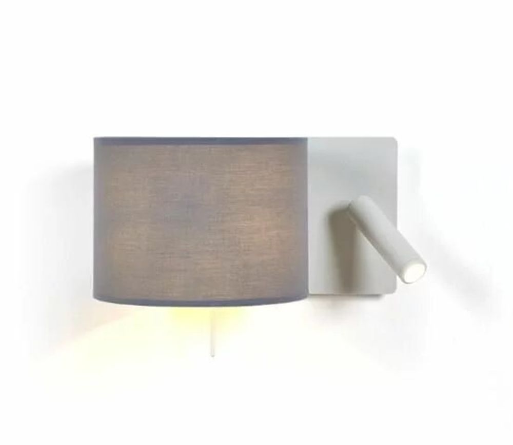 Wall lamps - RUM horizontal wall lamp with reader in black or white - LUXCAMBRA