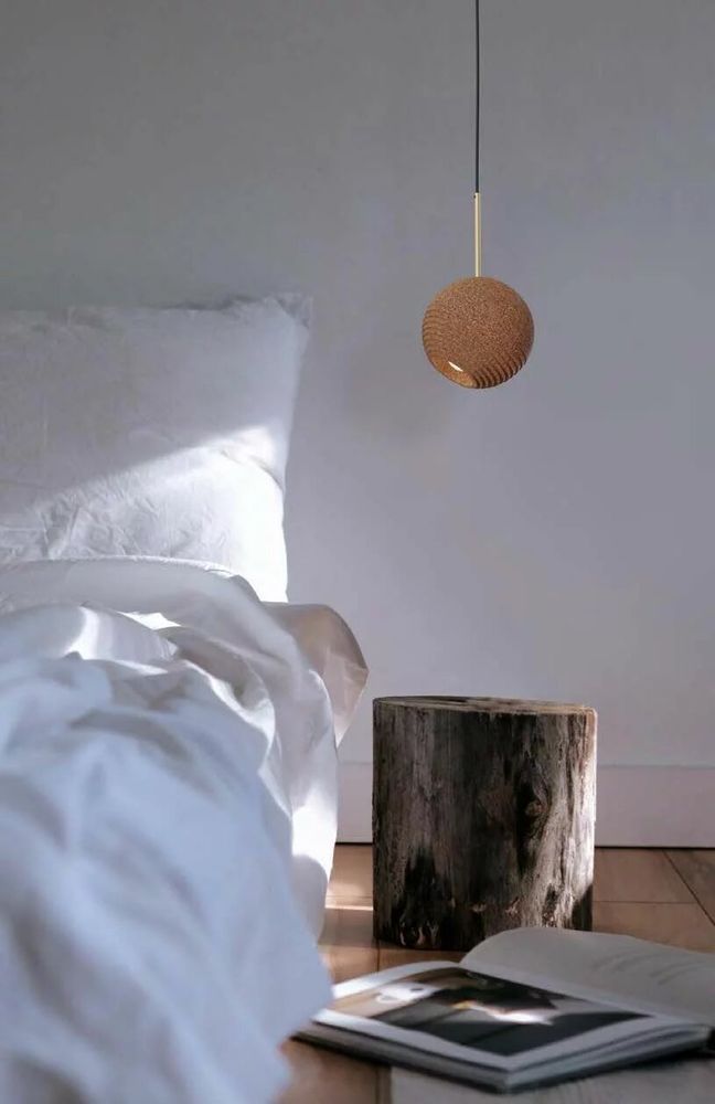 Hanging lights - TERRA cork suspension with black or white structure - LUXCAMBRA