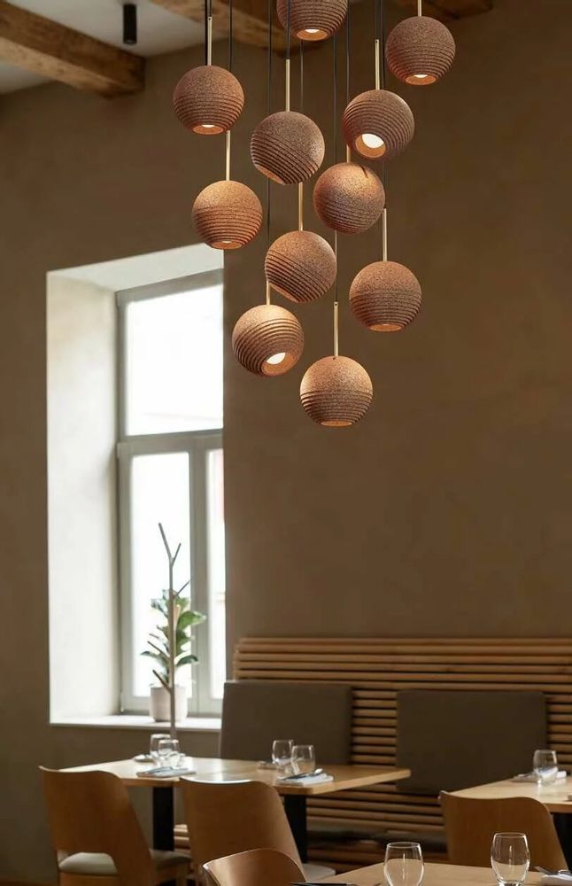Hanging lights - TERRA cork suspension with black or white structure - LUXCAMBRA