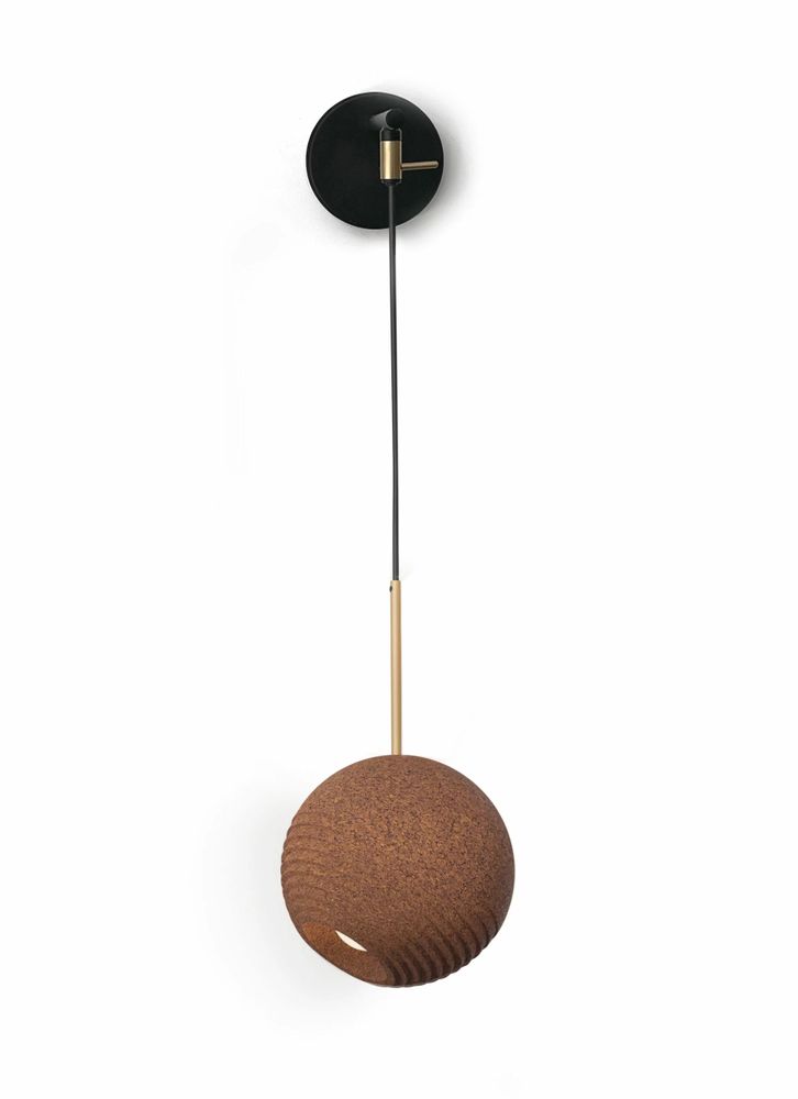 Appliques - TERRA applique murale en liège avec structure noire et dorée - LUXCAMBRA