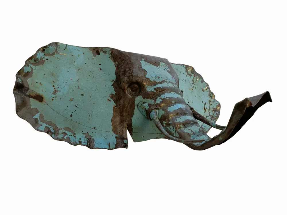 Other wall decoration - Recycled Metal Elephant Trophy Sculpture For Wall - TERRE SAUVAGE