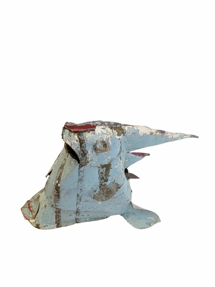 Accessoires de déco extérieure - Sculpture Métal Recyclé Trophée Rhinocéros Pour Mur 30x17.5cm - TERRE SAUVAGE