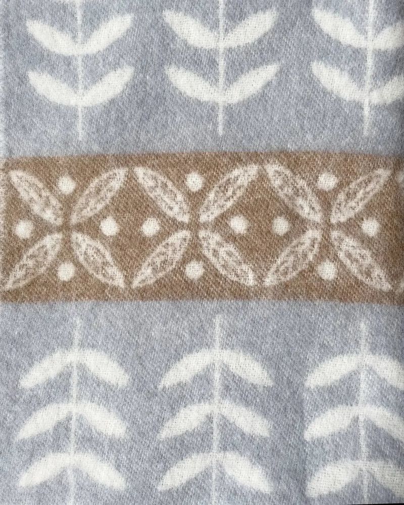 Throw blankets - Wool blanket plaid "Folklore floral" , taupe - WOOL ONLY BY JOWOLLINA