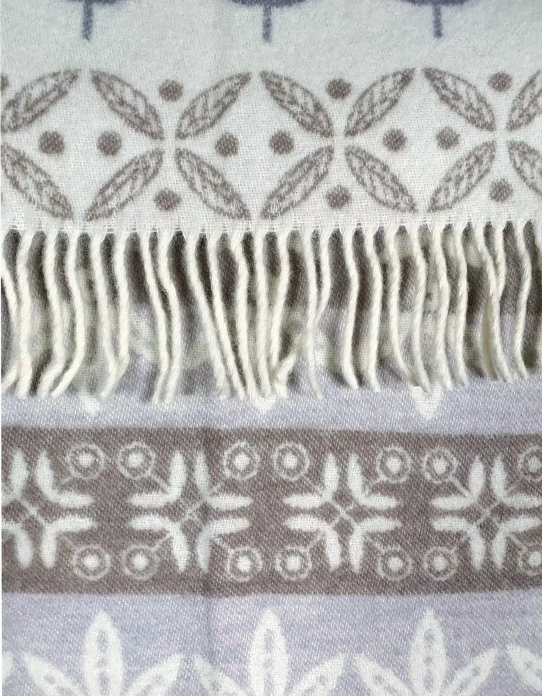 Throw blankets - Wool blanket plaid "Folklore floral" , taupe - WOOL ONLY BY JOWOLLINA