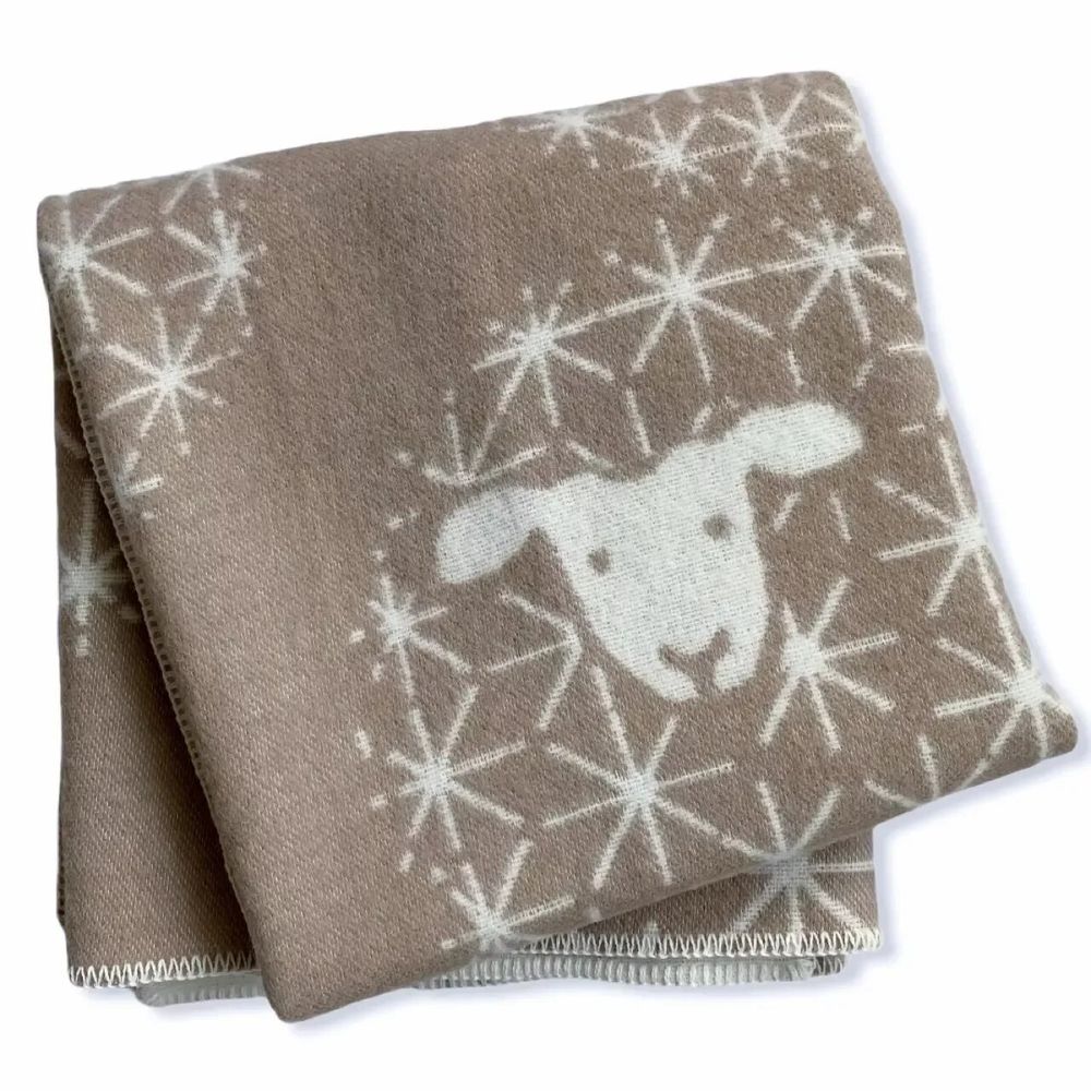 Plaids - Plaid couverture en laine, Mouton Pissenlit Argile - WOOL ONLY BY JOWOLLINA