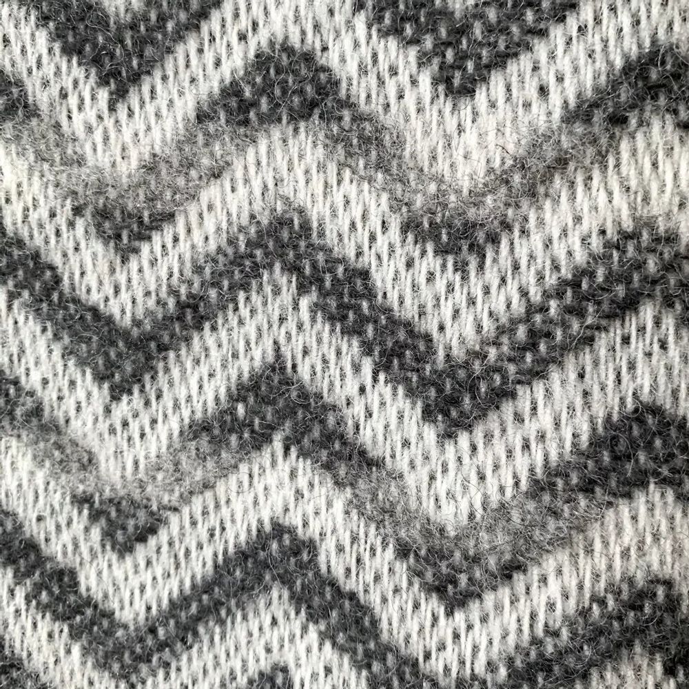 Throw blankets - Jacquard Wool blanket plaid, Zig-Zag-Wave, anthracite/grey - WOOL ONLY BY JOWOLLINA