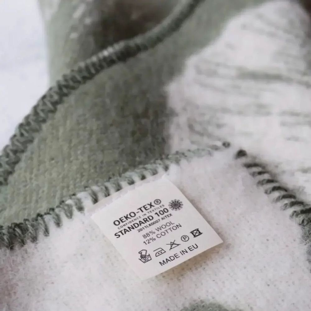 Throw blankets - Wool blanket plaid, Ginkgo Moss Smoke - WOOL ONLY BY JOWOLLINA