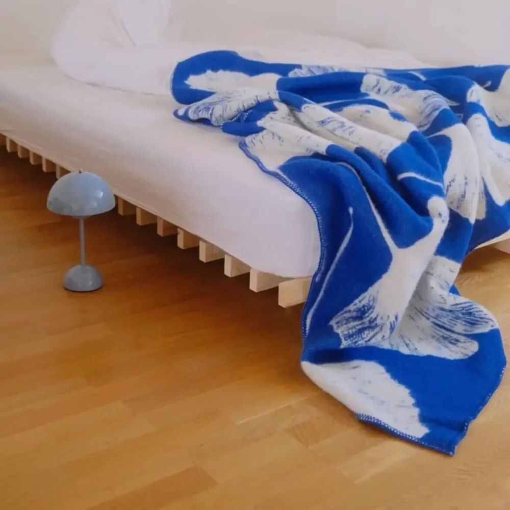 Throw blankets - Wool blanket plaid, Ginkgo Princess Blue - WOOL ONLY BY JOWOLLINA