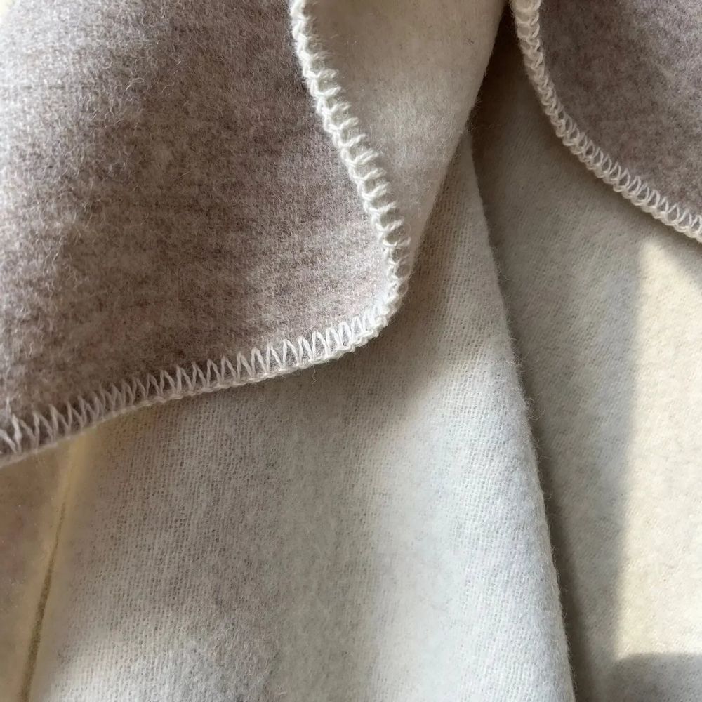 Throw blankets - Wool blanket plaid, Nature Beige - WOOL ONLY BY JOWOLLINA