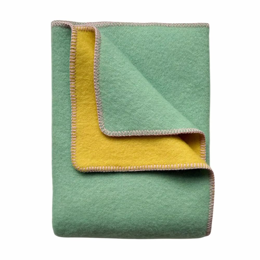 Plaids - Plaid couverture en laine, Vert Fluo Jaune - WOOL ONLY BY JOWOLLINA